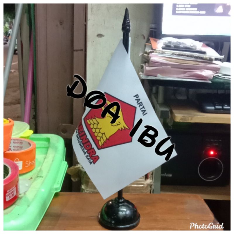 

best seller bendera meja partai GERINDRA+tiang kayu meja