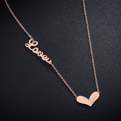 Kalung Love Titanium Rose Gold 18K / Love Titanium Necklace Rose Gold 18K / Kalung Korea