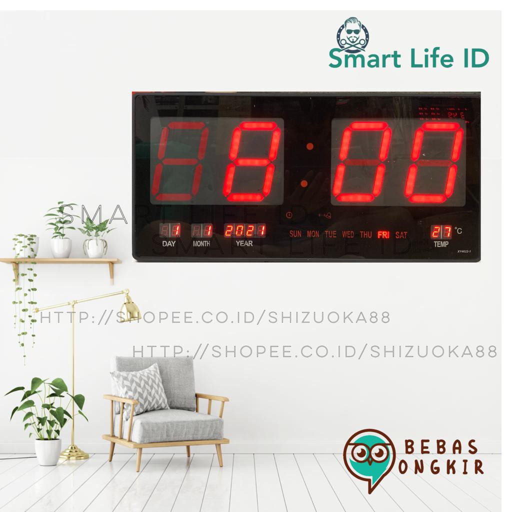 Jam Dinding LED Digital Alarm Clock Jam Meja Dekorasi Hiasan Dinding Rumah XY 4622 1 / 4622-1 Merah
