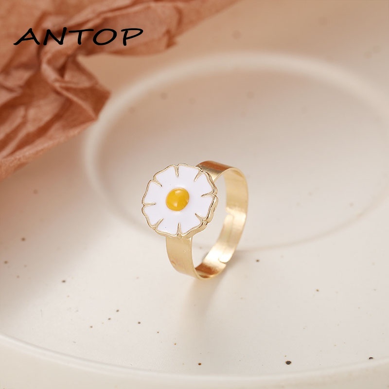 Retro Lilin Bunga Cincin Kepribadian Lucu Cincin Fashion Wanita Sederhana Perhiasan Aksesoris ANTOP