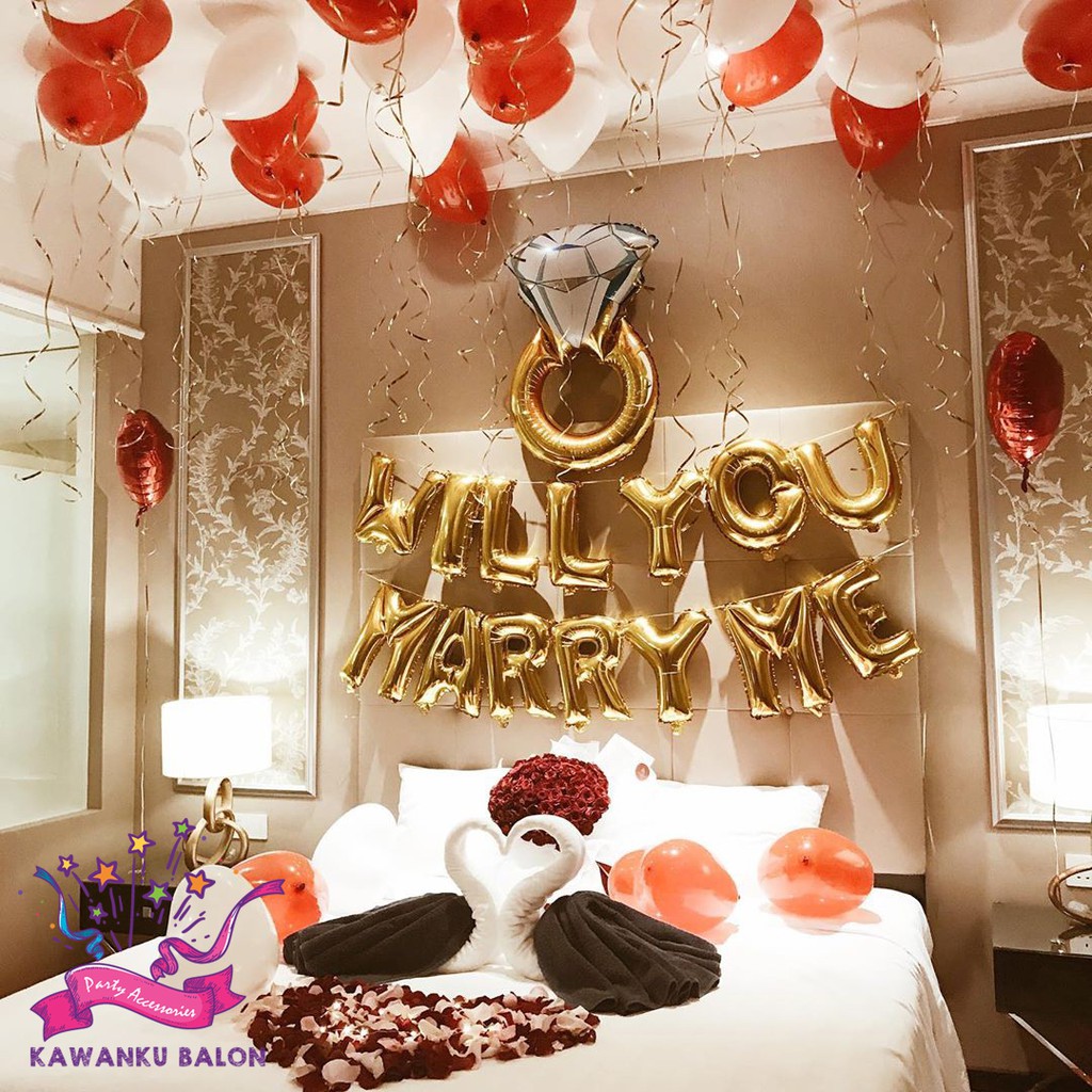 DIAMOND RING PROPOSAL DEKORASI SET/BALON FOIL CINCIN/BALON LAMARAN