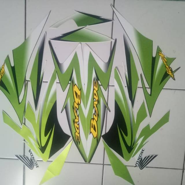 Stiker striping honda Blade 110 2011 putih hijau