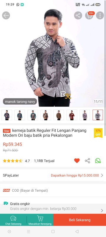 Baju Kemeja Batik Kantor Pria Lengan Panjang Fashion Solo Pekalongan Bw 035