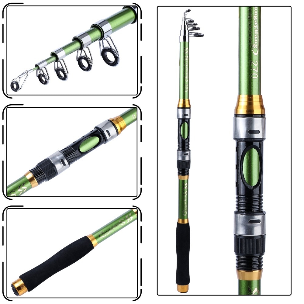 Sougayilang Set Pancing 1.8M-2.4MJoran Teleskopik 6-7 Bagian Joran Pancing and alat pancing set  Ikan Mas FRP Bahan Pancing Beban Maksimum 8Kg Telescopic Joran Pancing For Joran