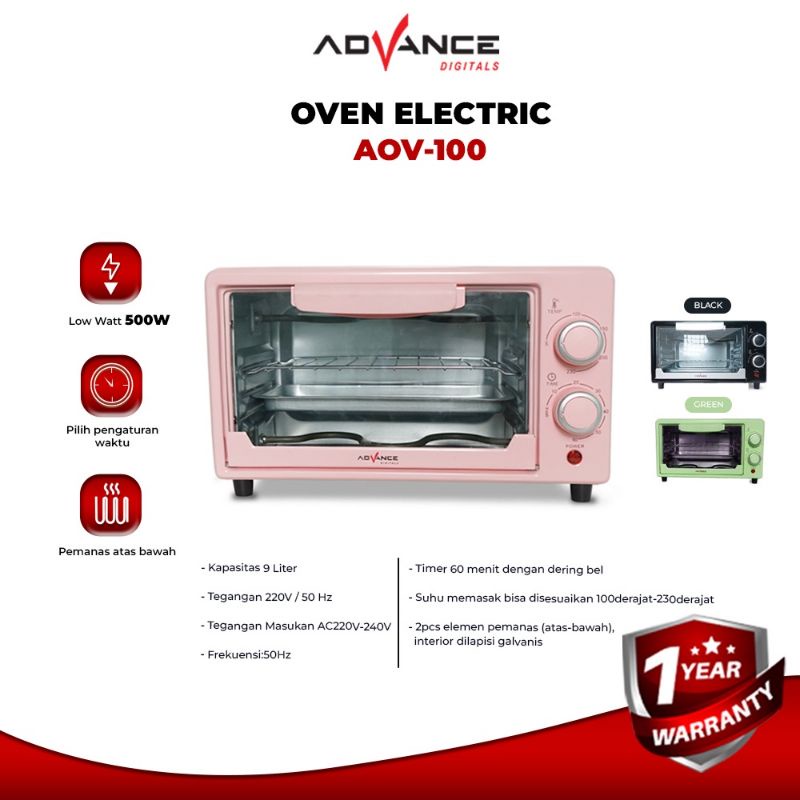 Advance Electric Oven (Oven Listrik ) AOV-100 Kapasitas 9L Garansi Resmi Advance 1 Tahun