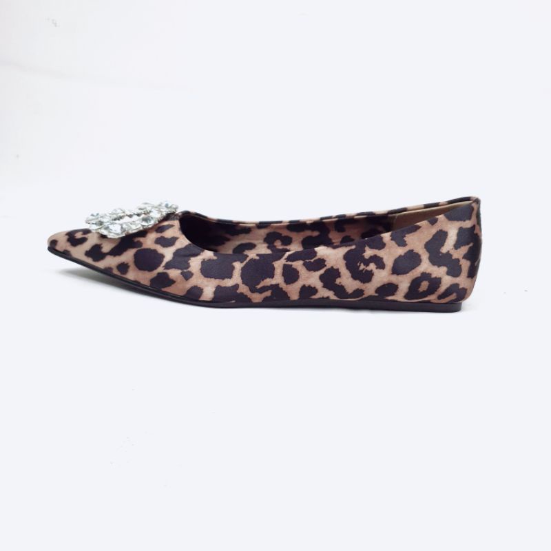 ZR Shimmery with Leopard Print Flat Shoes