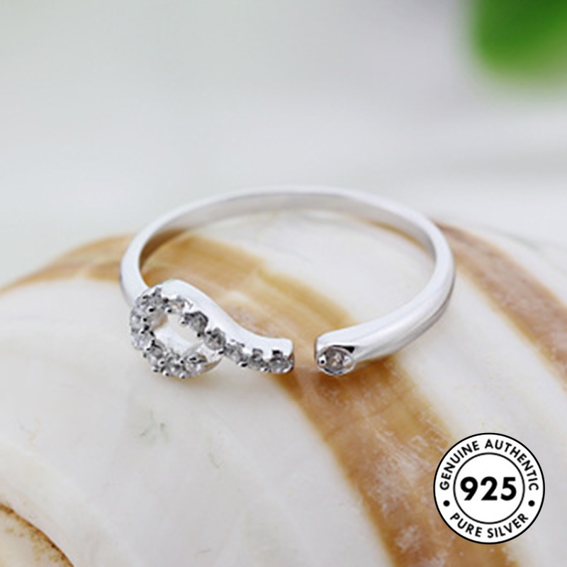 Cincin Sterling Silver 925 Model Tanda Tanyaseru Dengan Berlian Imitasi Untuk Wanita