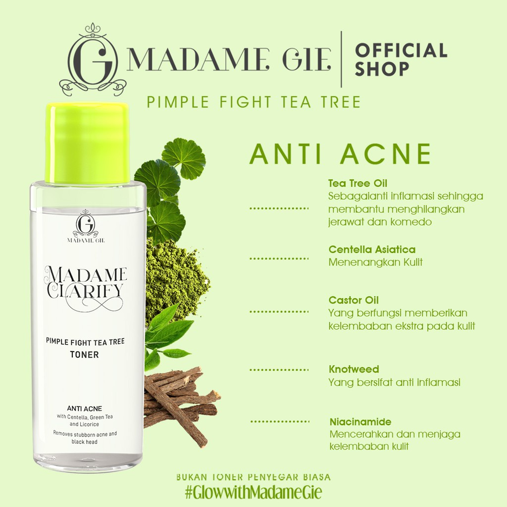 Madame Gie Madame Clarify Face Toner 100ml | Bright as Rose | Tea Tree | Forever Youth