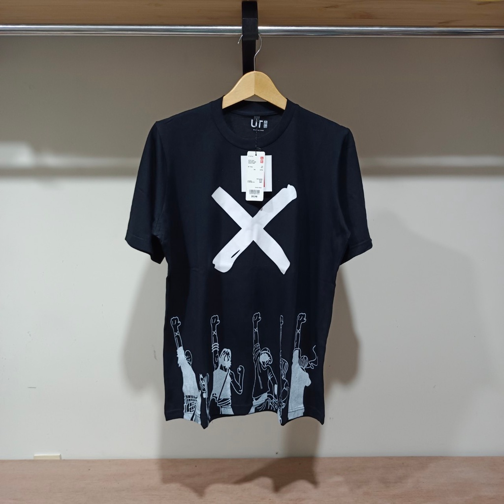 Kaos Uniqlo Jump 50th One Peace Logo Sablon Black T shirt Baju Premium-3