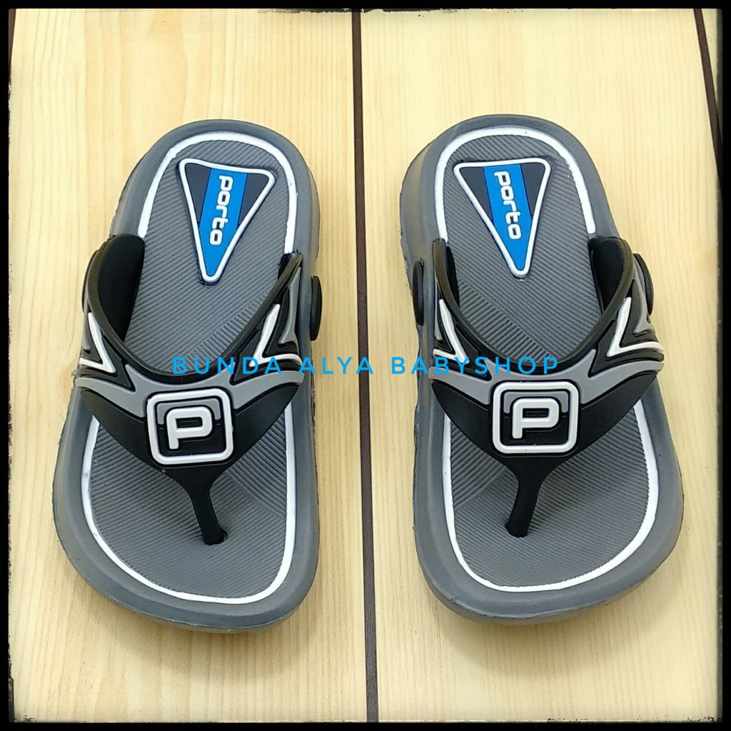 Sandal Anak Laki Laki Jepit Usia 3 4 5 6 7 Tahun Karet ABU Size 24 -35 Lentur - Sendal Anak Cowok Jepit Anti Licin PORTO Karet