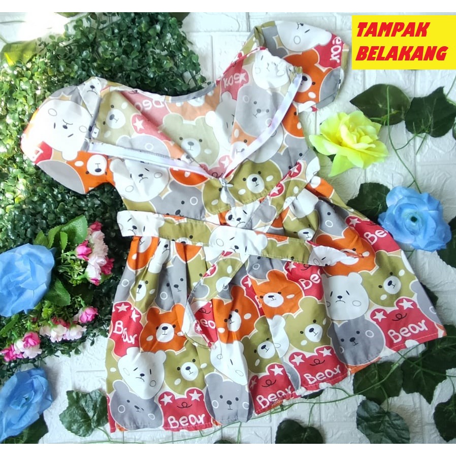 Dress Anak Printing Animasi | Dress motif Lucu bahan Katun lembut | size 1-14 | TERMASUK TAS / Dress Bayi Karakter Printing