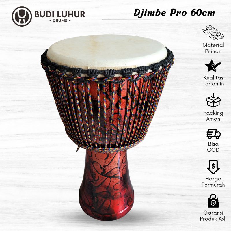 Jimbe Pro Termurah Alat Musik Kendang Jimbe Djimbe Reggae Gendang Jumbo Kelas Profesional Tinggi 60cm 13 inch Standar Panggung Suara Terbaik