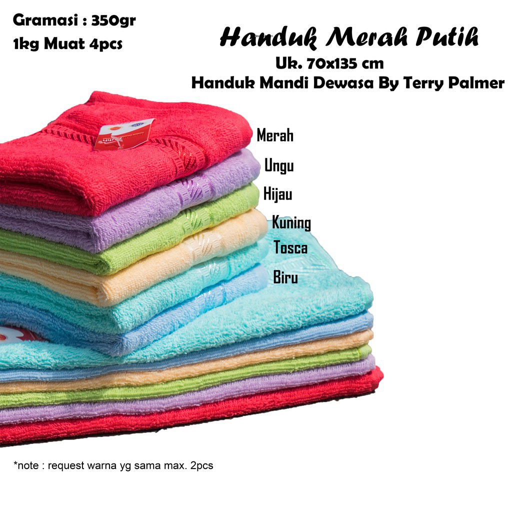 HANDUK MERAH PUTIH 70 X 135 | HANDUK MANDI | HANDUK DEWASA | HANDUK JUMBO| HANDUK MANDI