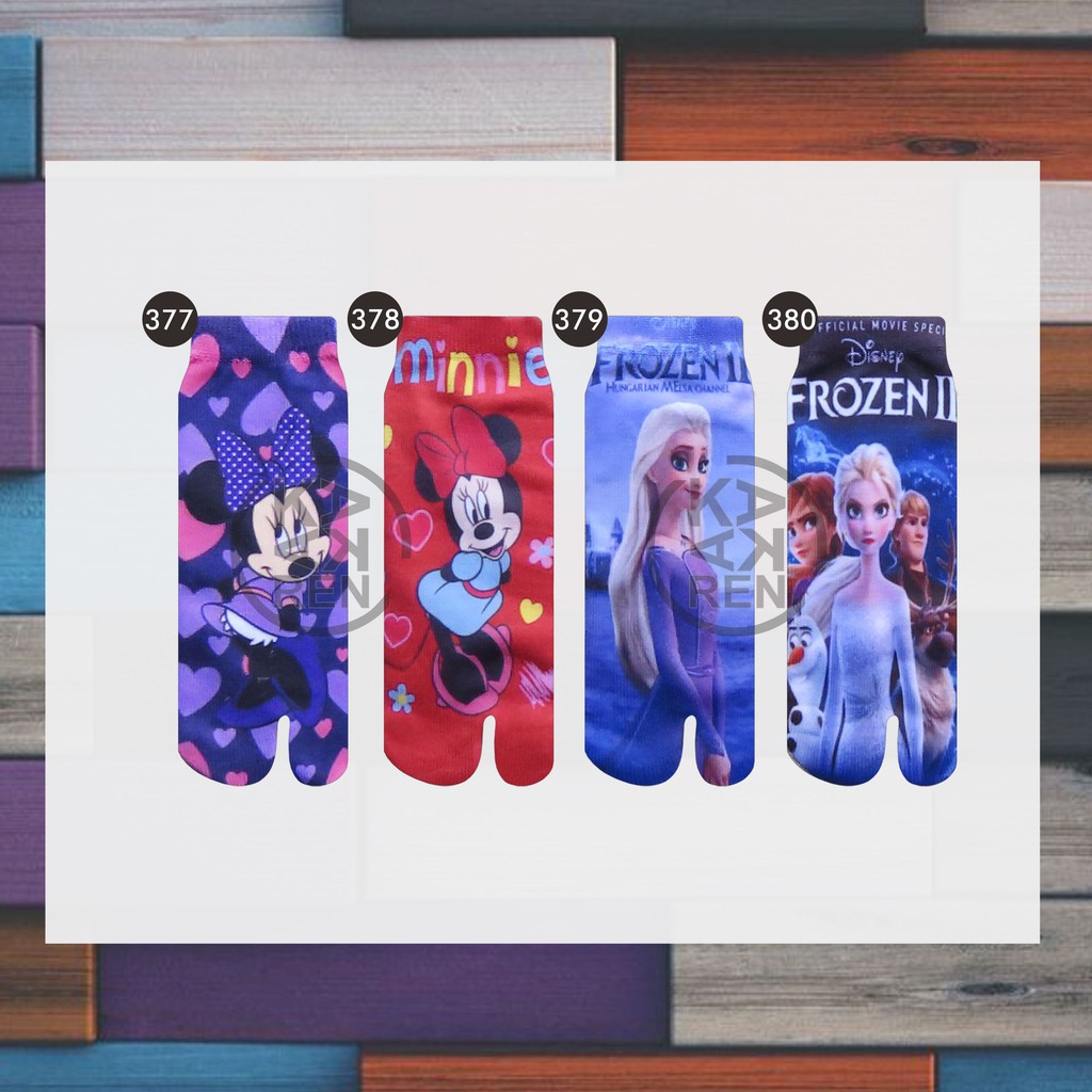 Kaos Kaki Jempol Anak Printing Karakter Frozen,  Mickey Mouse, Princess, Jasmine, Unicorn T