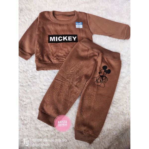 HBcollection - Atasan sweater+celana joger bayi motif MICKEY