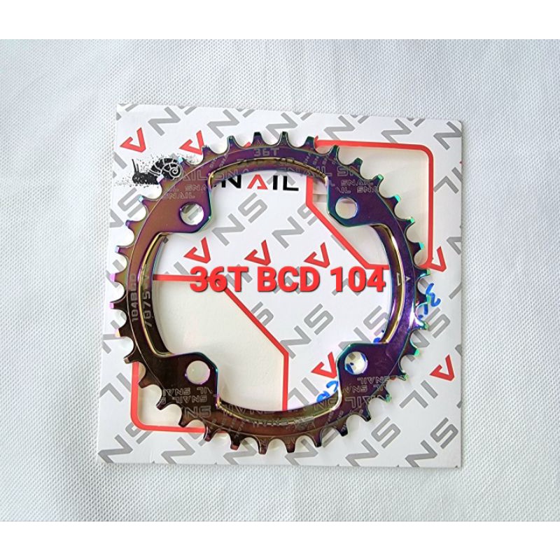 Snail Chainring 36T BCD 104 Narrow Wide Chain Ring Single Speed Rainbow