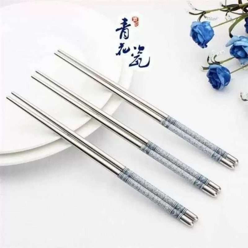 sumpit stainless stell korea original/sumpit cantik sepasang 2pcs/sumpit cantik/sumpit mie