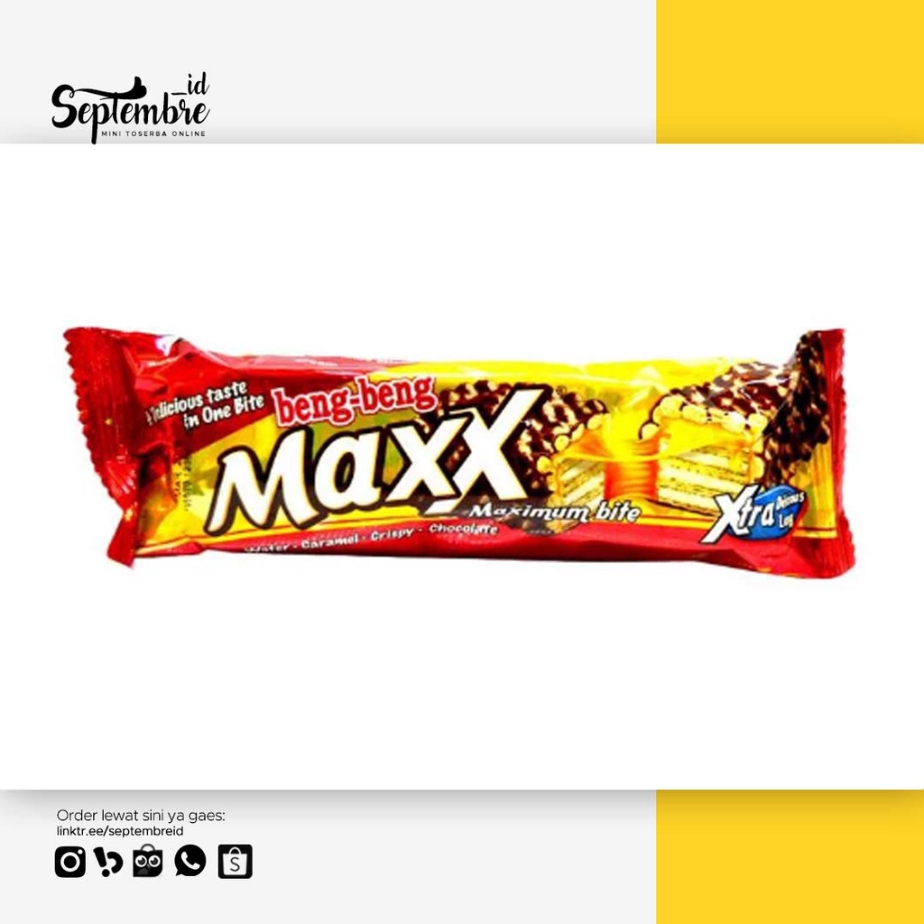 

Beng Beng Maxx Wafer Coklat dengan Karamel 32 Gram Bengbeng