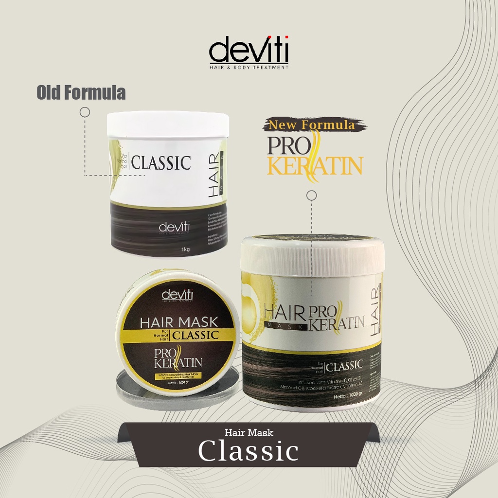 Deviti Hair Mask Classic Pro Keratin Perawatan Rambut Normal dan Menebalkan Rambut 1Kg