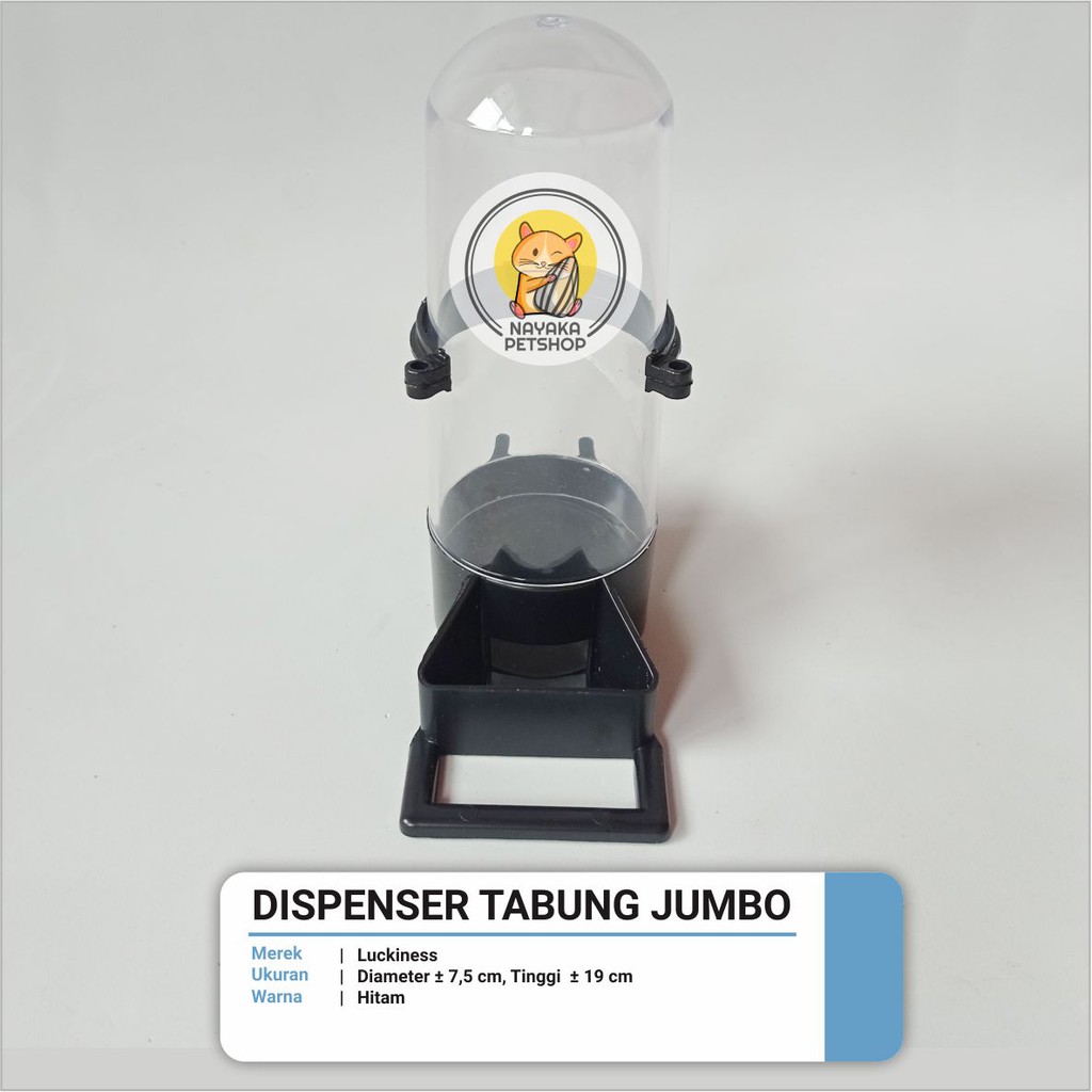 Dispenser Tabung Jumbo Tempat Wadah Makan Minum Hewan Hamster Burung Tupai Bajing Landak Mini Gerbil