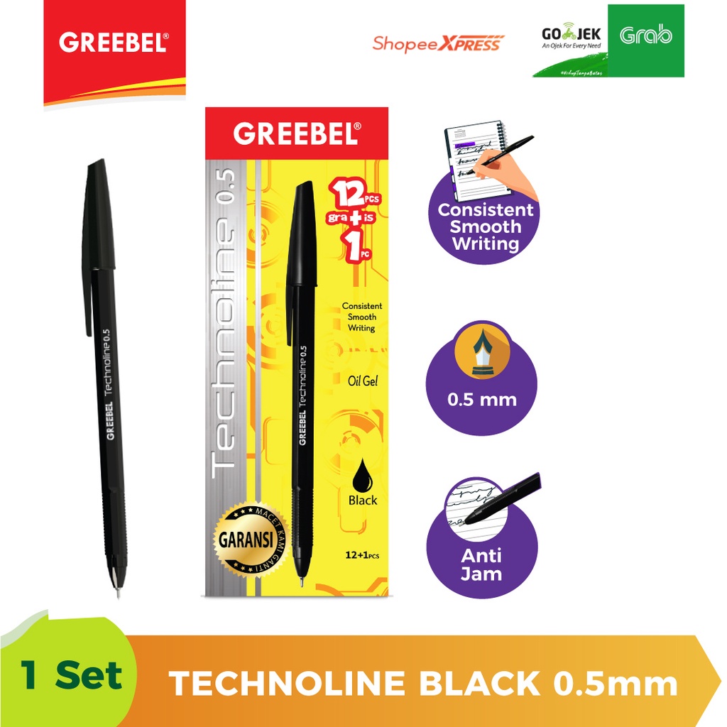 Jual Greebel Pulpen Roller Ball Pen Technoline Pen Greebel Jual Satuan Dan Pack Pcs