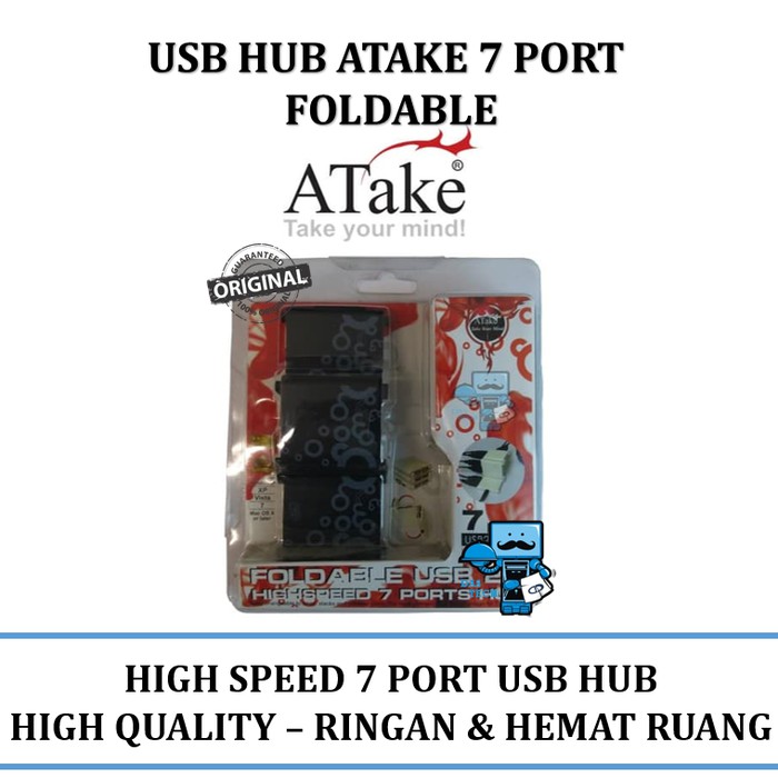 USB HUB 7 Port ATAKE Foldable (bisa dilipat) USB 2.0 - 7 ports hub