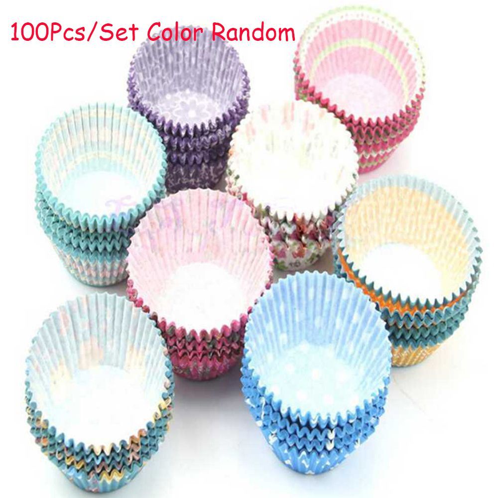 REBUY Cute Cake Bun Baking Cupcake Wrapper Greaseproof Party Mini Cases Case Paper/Multicolor