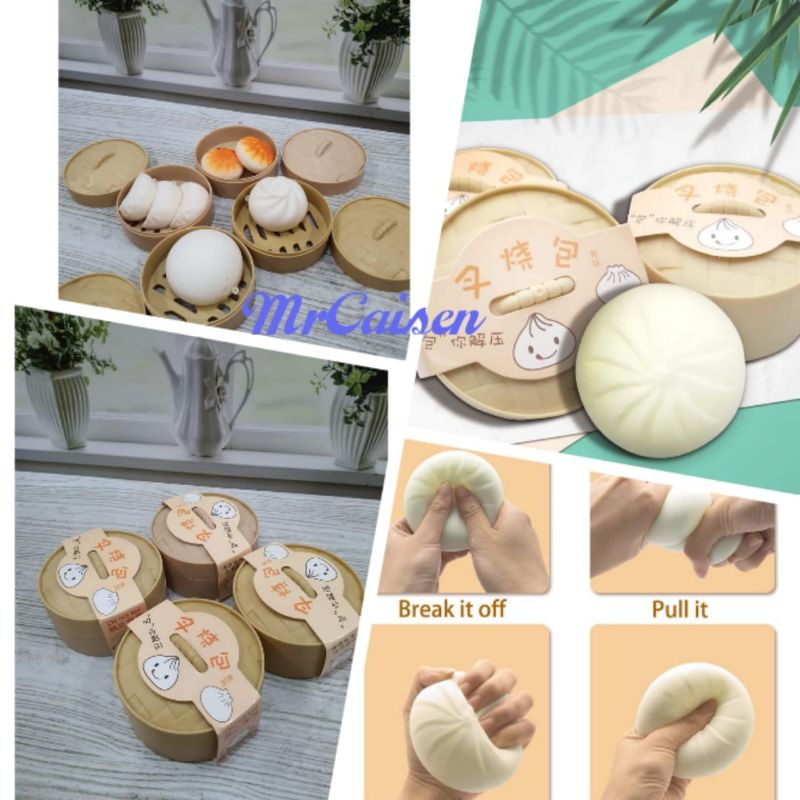 BIG SALE MRCAISEN MAINAN SQUISHY DIMSUM BAKPAU prank bakpao roti goreng swekiau bapau bapao palsu imitasi sim