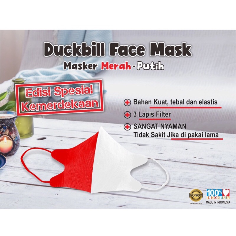 MASKER DUCKBILL TALI MASKER EDISI KEMERDEKAAN 17 AGUSTUS  MERAH PUTIH