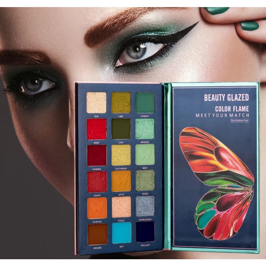 (READY) Beauty Glazed Color Flame 18 Colors Eyeshadow Meet Your Match B 111 HIJAU b111