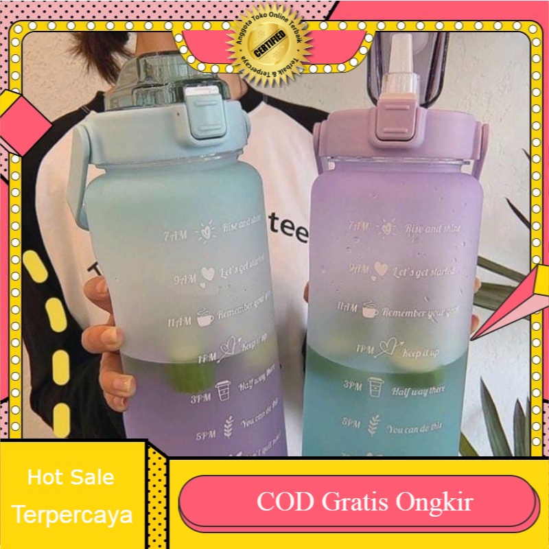 BOTOL MINUM ARTIS TIKTOK VIRAL 2 LITER JOMBO MOTIVASI BELAJAR