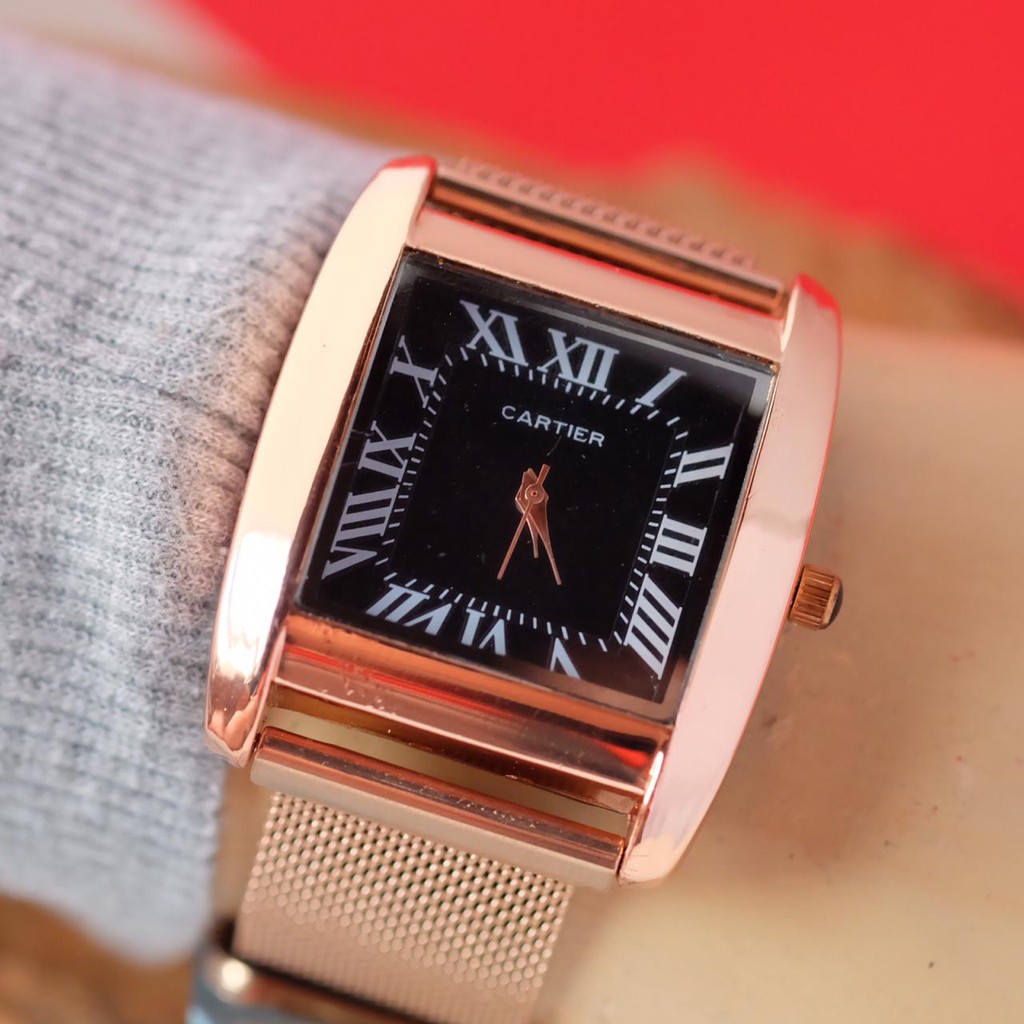 Jam Tangan Wanita Cewek Analog Fashion Cartier Super Tali Rantai