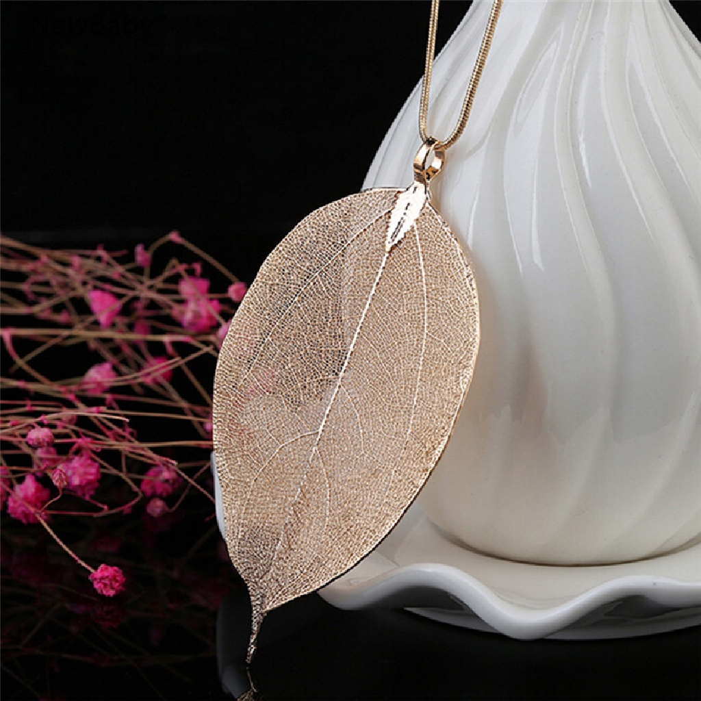 NewBaby Unique Women Fashion Jewelry Simple Leaf Sweater Pendant Long Chain Necklace ID