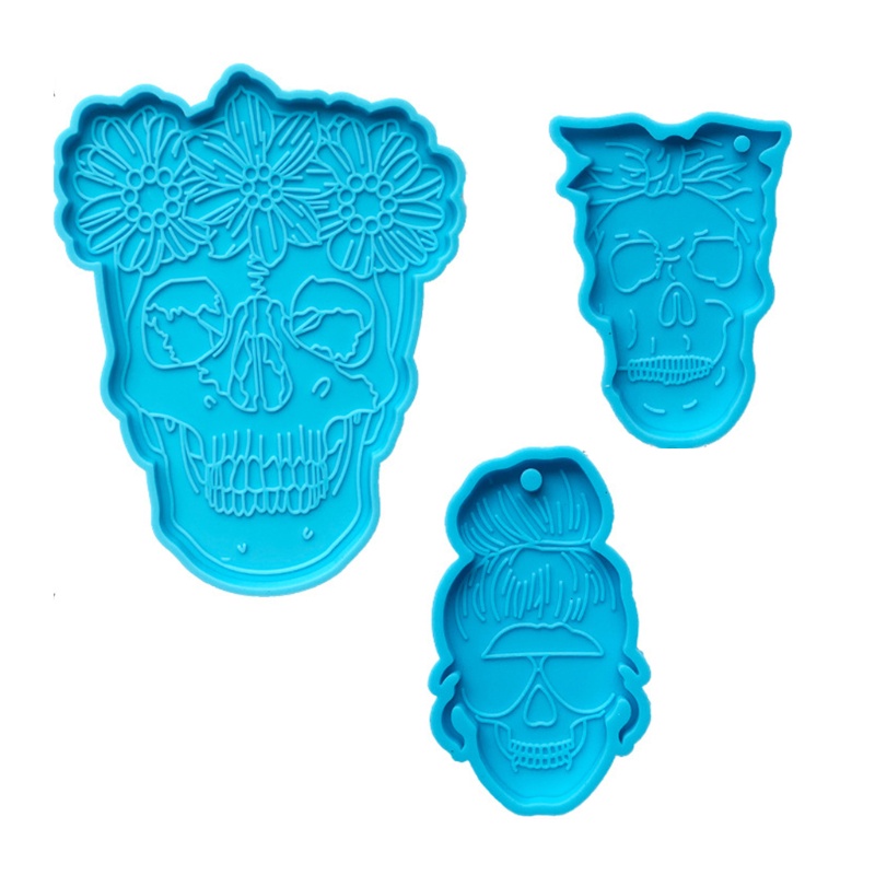 SIY  Skull Tea Tray Coaster Keychain Mold Silicone Epoxy Resin Coaster Mold Used to Make Artificial Agate Pieces Coasters