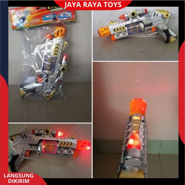 Tembakan Pistol Bersuara Mainan Anak Baterai BERLAMPU DAN BUNYI Suara Fire Laser Gun MODEL TERBARU