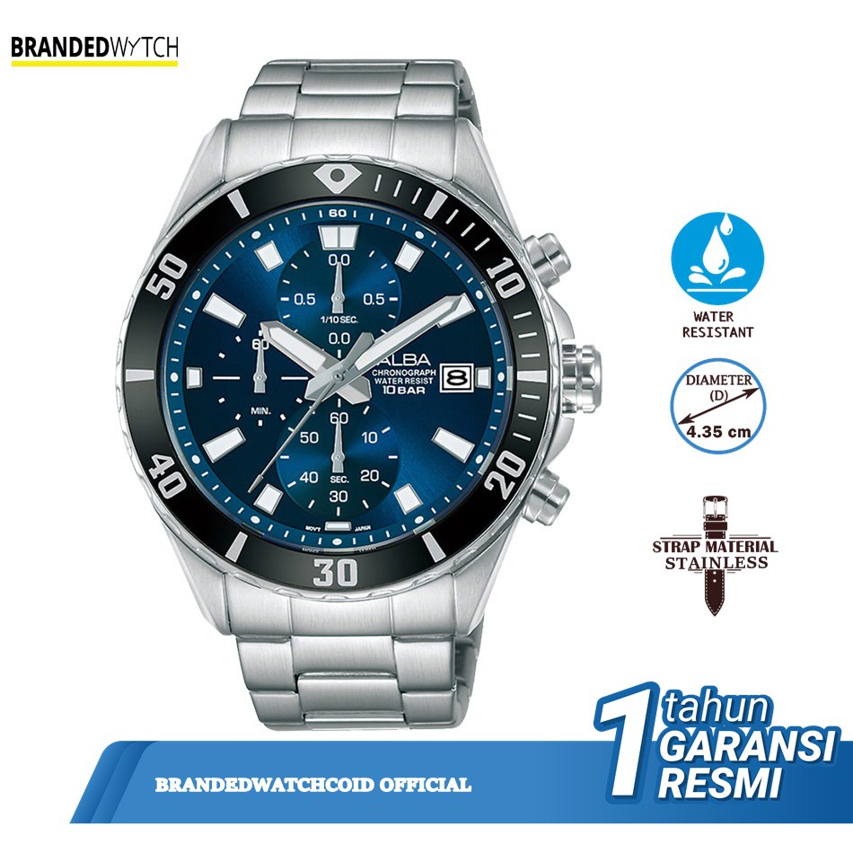 Jam Tangan Alba Pria AM3809X1 Chronograph Original Alba AM3809 Diameter 4,35 cm