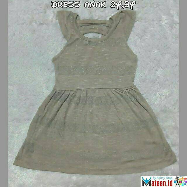Dress Anak Cherokee, Coklat Muda Motif Garis-Garis | Baju Anak