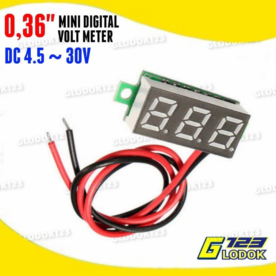 Digital Voltmeter Mini 0.36&quot; DC 4.5-30V Volt Meter 2 Kabel Tanpa Frame