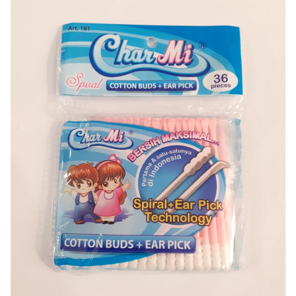 CottonBuds ULIR Spiral 50 + 1 pcs / 36 pcs Charmi earpick ear pick technology ART 181 / ART 127 SP korek telinga korek kuping spiral cotonbud cottonbud cotton coton bud buds pembersih telinga Char mi