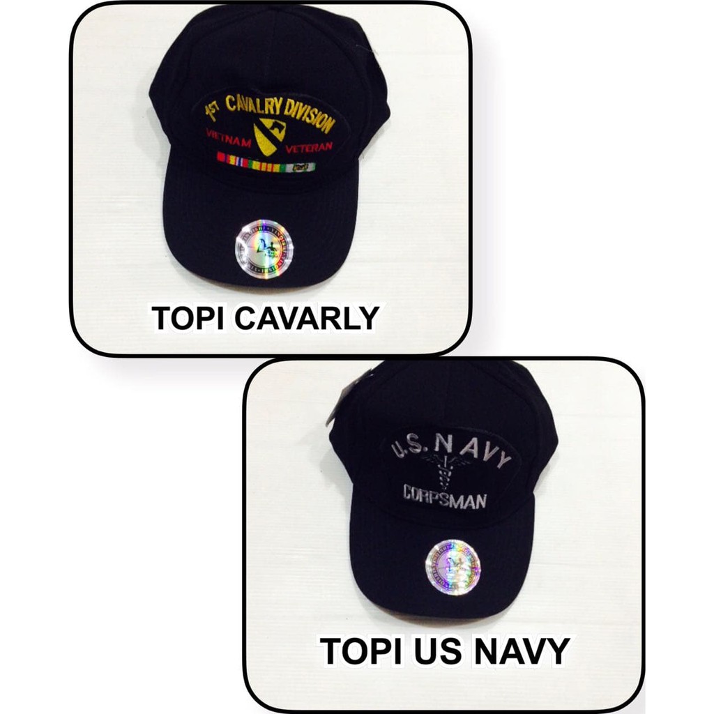 Promo Terbaru TOPI TACTICAL CAVARLY DIVISION BLACK MILITARY CUP HAT IMPORT