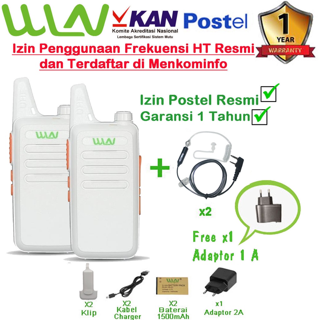 Paket FBI HT WLN KD - C1 VARIASI HITAM,MERAH,PUTIH (Isi 2pcs) Tanpa Charger Desktop