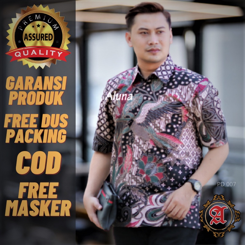 Batik Solo Pria Lengan Pendek Premium Full Furing Bahan Katun Premium Original Batik Aluna Solo PD07
