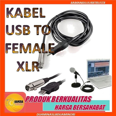 Kabel USB to XLR FEMALE XLR FEMALE TO USB MIC KONDENSOR UNTUK WEBINAR ZOOM