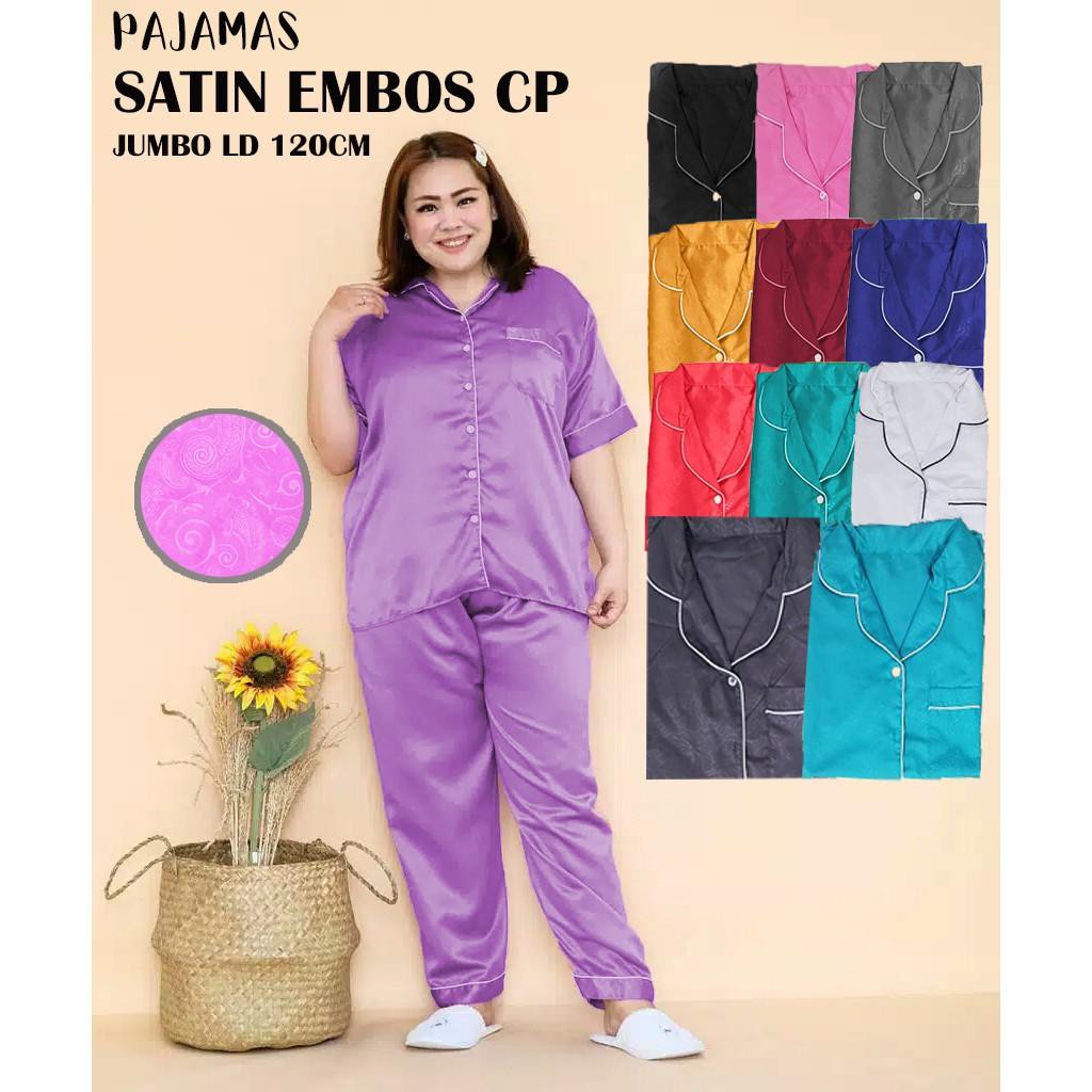 LFF CP Satin Jumbo Embos Piyama Wanita Dewasa