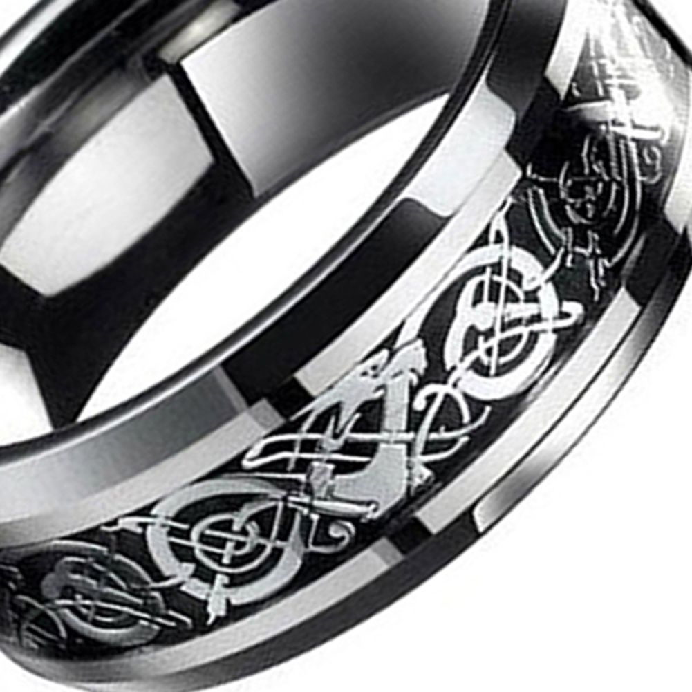 Hu Hu Hu Hu Hu Alat Bantu Pasang Kacamata♡ Cincin Desain Naga Celtic Bahan Titanium Steel Gaya Punk Untuk Pria Dan Wanita