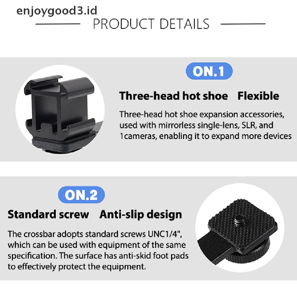 (Id) 3 In 1 Bracket Adapter Hot Shoe Mount Stand Holder Kamera