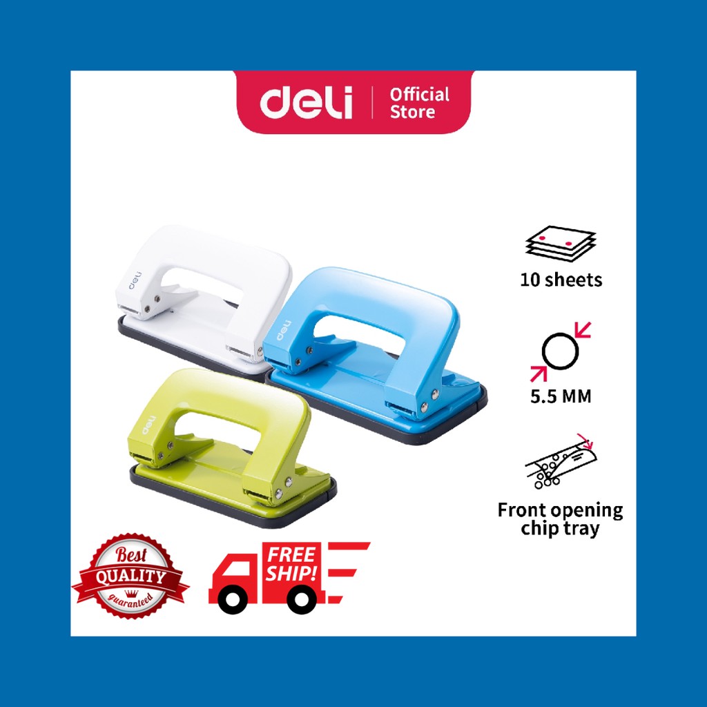 

Deli E0136 Pelubang kertas 2 Lubang 2 Hole Punch Besi Metal 10lembar sheets