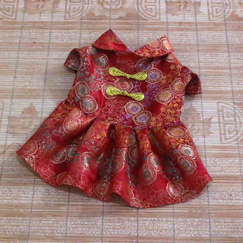 Dress Chongsam Gong Xie Fat Cai Untuk kucing / Anjing / Kelinci / Musang / Baju Hewan size XS-XL