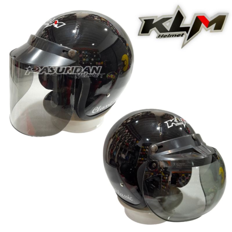 HELM KLM RETRO CLASSIC BOGO DEWASA Hitam Gloss