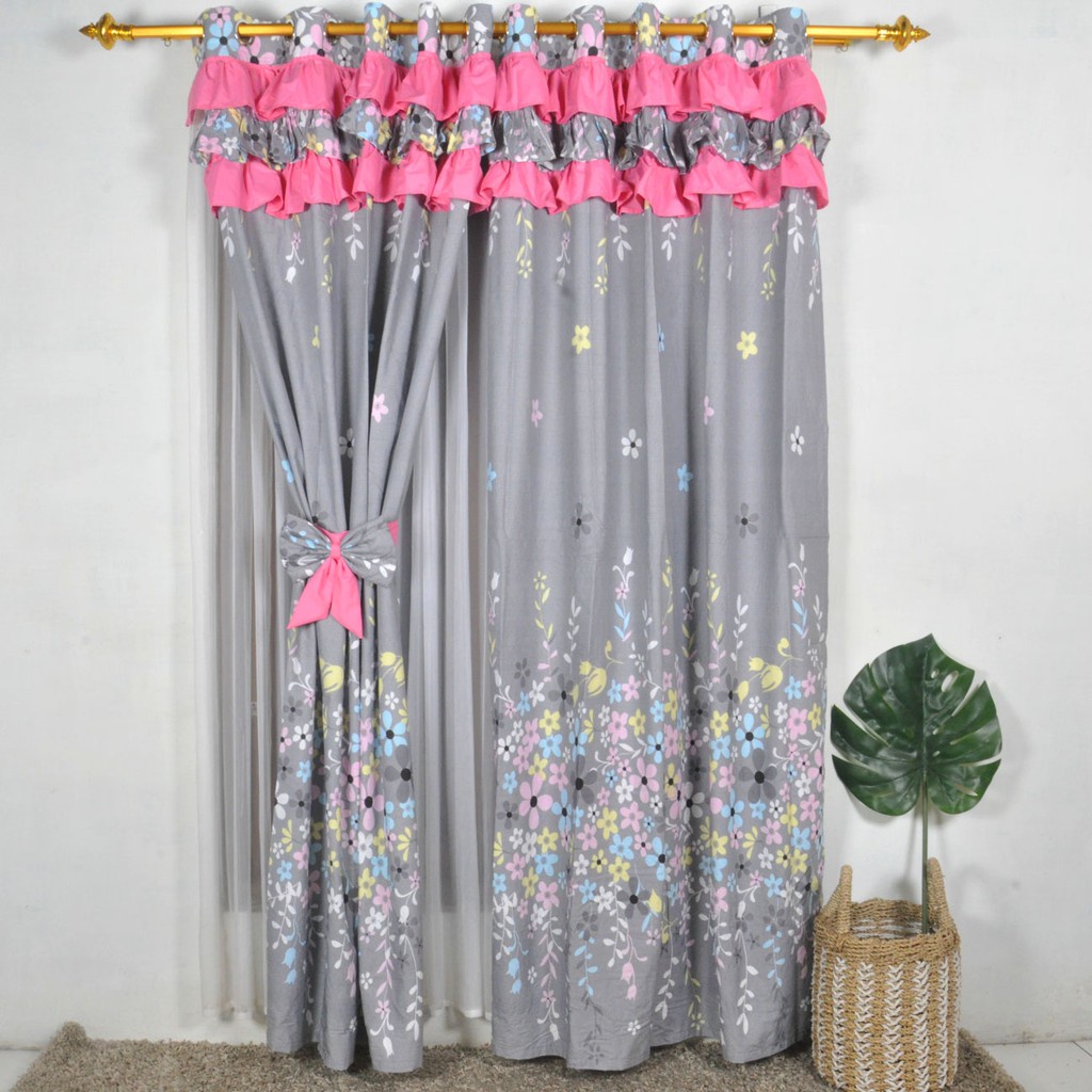 Gorden Ruang Tamu Jendela Cantik Pintu penyekat ruangan model Cincin Smokring - Hordeng Warna Abu be